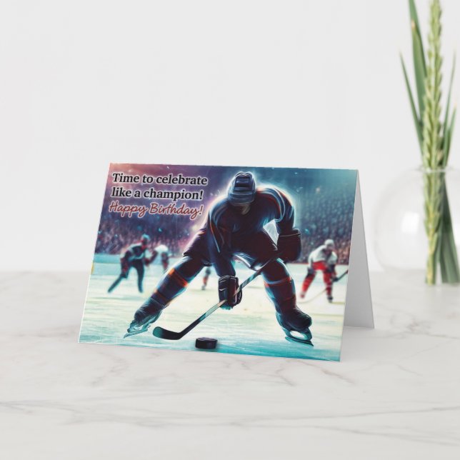 Tarjeta de cumpleaños de hockey sobre hielo (Anverso)
