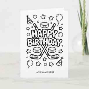 tarjeta de cumpleaños de hockey sobre hielo plegab