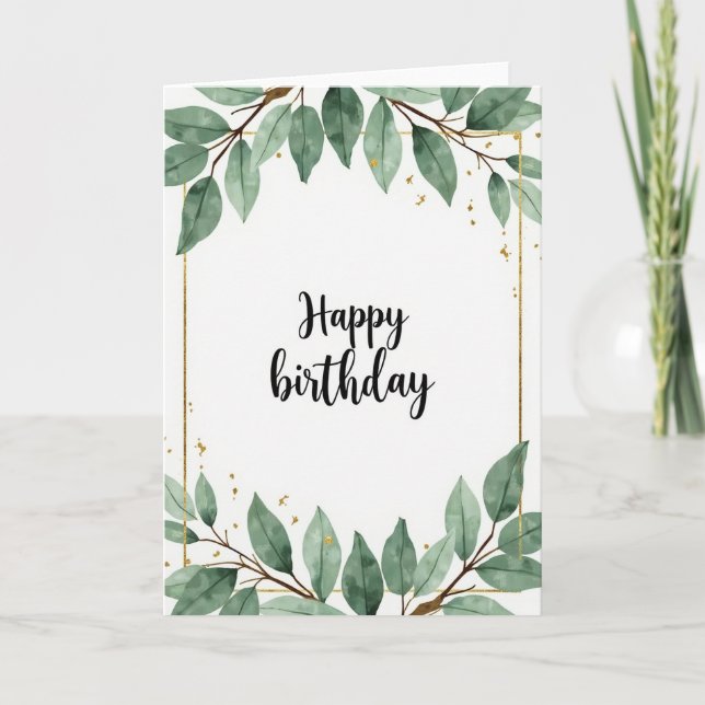 Tarjeta de cumpleaños de hoja de acuarela (Anverso)