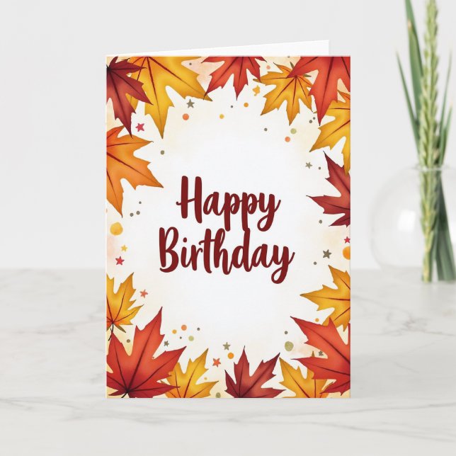 Tarjeta de cumpleaños de hoja de otoño (Anverso)