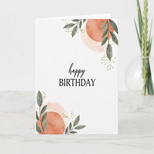 Tarjeta de cumpleaños de hoja en acuarela
