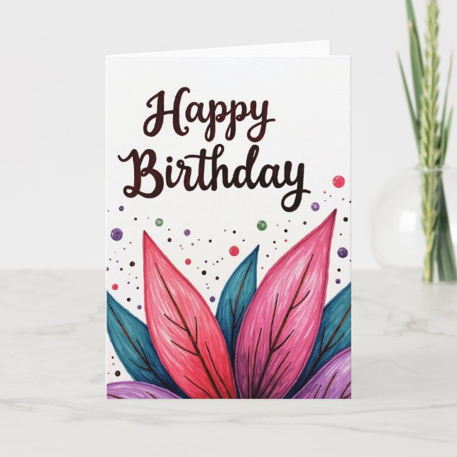 Tarjeta de cumpleaños de hoja luminosa (Anverso)