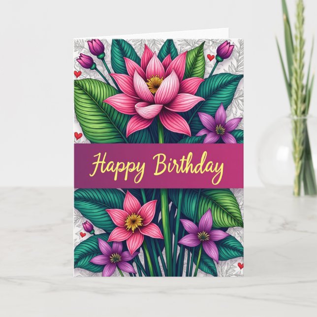 Tarjeta de cumpleaños de hoja verde (Anverso)