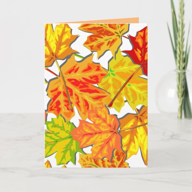 TARJETA DE CUMPLEAÑOS DE HOJAS DE OTOÑO GRANDE (Anverso)