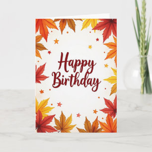 Tarjeta de cumpleaños de hojas otoñales