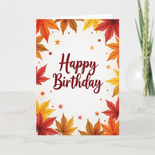 Tarjeta de cumpleaños de hojas otoñales (Anverso)