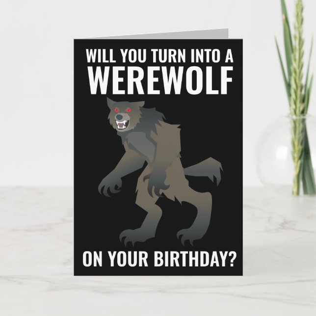 TARJETA DE CUMPLEAÑOS DE HOMBRE LOBO DIVERTIDA TAR (Anverso)
