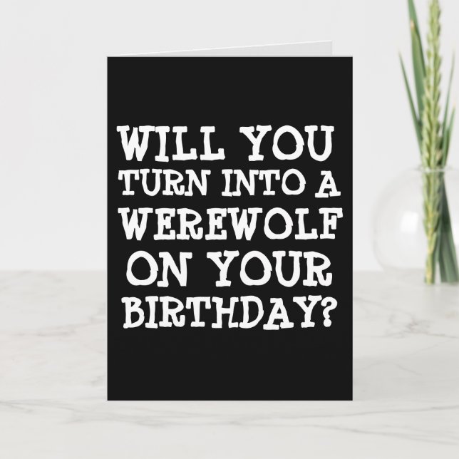 TARJETA DE CUMPLEAÑOS DE HOMBRE LOBO DIVERTIDA TAR (Anverso)