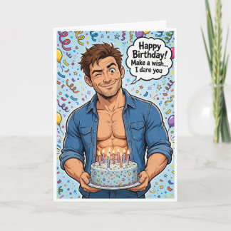 tarjeta de cumpleaños de hombre musculoso atractiv