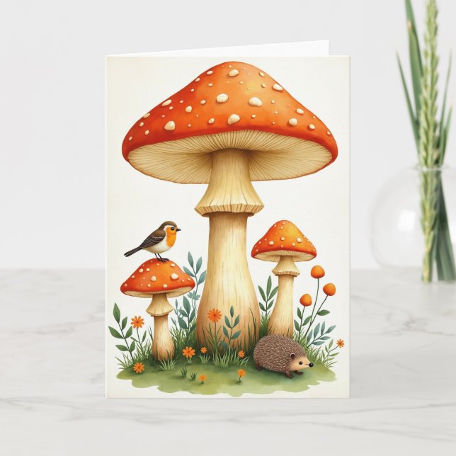 Tarjeta de cumpleaños de hongo del bosque (Anverso)