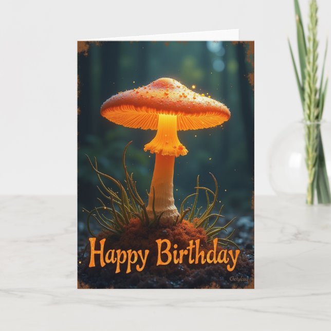 Tarjeta de cumpleaños de hongo luminoso (Anverso)