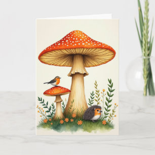 Tarjeta de cumpleaños de hongos del bosque dulce