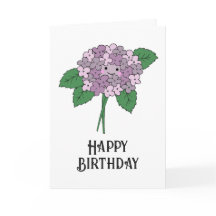 Tarjeta de cumpleaños de hortensia Kawaii dibujada