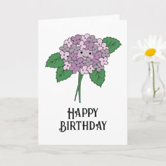 Tarjeta de cumpleaños de hortensia Kawaii dibujada