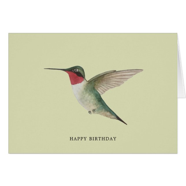 Tarjeta de cumpleaños de Hummingbird con trompetas (Anverso (Horizontal))