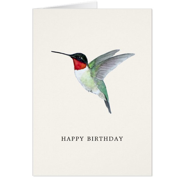 Tarjeta de cumpleaños de Hummingbird con trompetas (Frente)