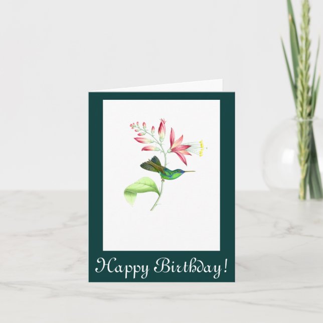 Tarjeta de cumpleaños de Hummingbird Flowers (Anverso)