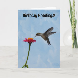 Tarjeta de cumpleaños de Hummingbird y Flower Art 