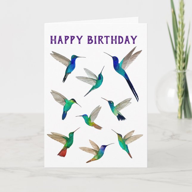 Tarjeta de cumpleaños de Hummingbirds Tropical (Anverso)