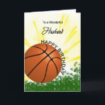 Tarjeta de cumpleaños de Husband Basketball<br><div class="desc">¡Dale a tu marido amante del baloncesto una tarjeta de béisbol y de bate con un tema explosivo de baloncesto! Baloncesto y murciélago con las palabras 'A un esposo maravilloso'.</div>