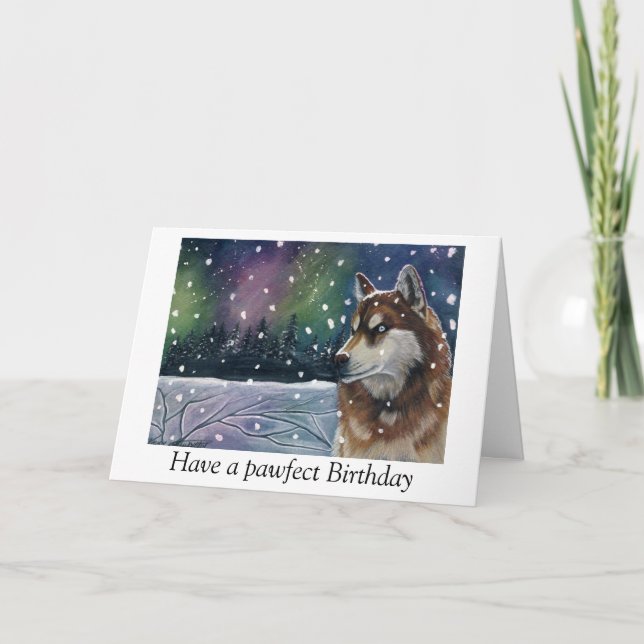 Tarjeta de cumpleaños de Husky (Anverso)
