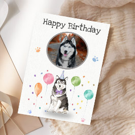 Tarjeta de Cumpleaños de Husky Sibiriano Perro Ani