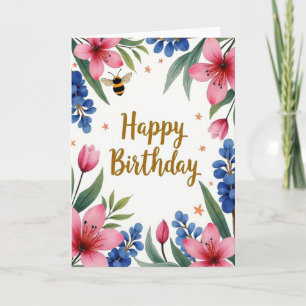 Tarjeta de cumpleaños de insecto a rayas