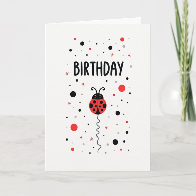 Tarjeta de cumpleaños de insecto adorable (Anverso)