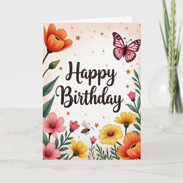 Tarjeta de cumpleaños de insecto alado (Anverso)