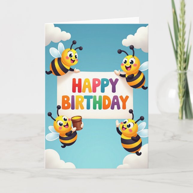 Tarjeta de cumpleaños de insecto alegre (Anverso)