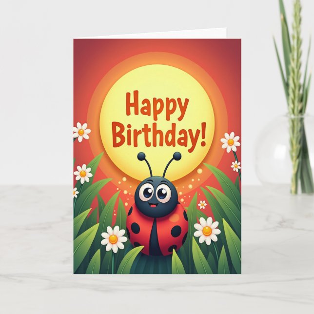 Tarjeta de cumpleaños de insecto alegre (Anverso)