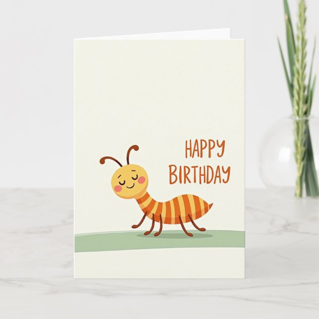 Tarjeta de cumpleaños de insecto ámbar (Anverso)