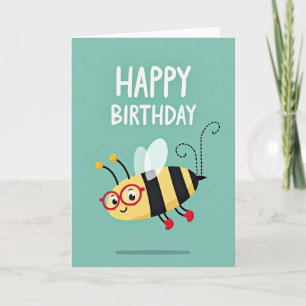 Tarjeta de cumpleaños de insecto con gafas