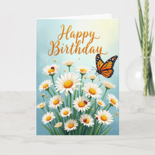 Tarjeta de cumpleaños de insecto en flor
