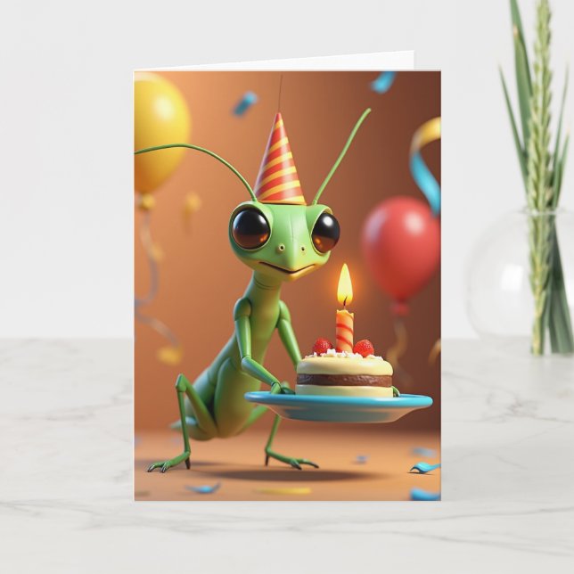 Tarjeta de cumpleaños de insecto encantador (Anverso)
