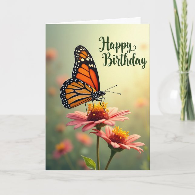 Tarjeta de cumpleaños de insecto naranja (Anverso)