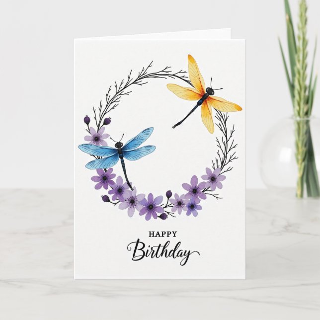 Tarjeta de cumpleaños de insectos florales (Anverso)
