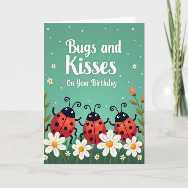 Tarjeta de cumpleaños de insectos manchados alegre (Anverso)