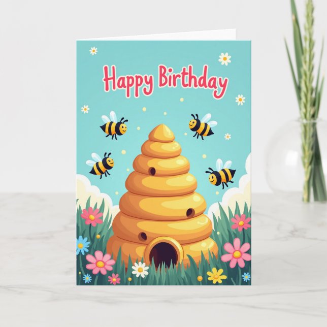 Tarjeta de cumpleaños de insectos voladores dulces (Anverso)