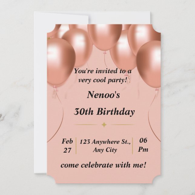 Tarjeta de cumpleaños de invitación (Anverso)