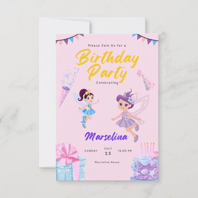 Tarjeta de cumpleaños de invitaciones y invitacion (Anverso)
