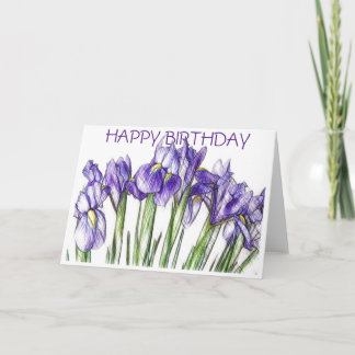 Tarjeta de cumpleaños de Irises (en blanco)