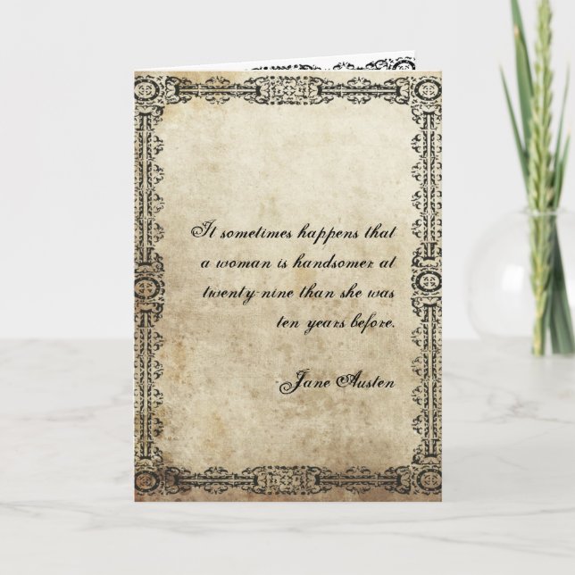 Tarjeta de cumpleaños de Jane Austen, PERSONALIZAD (Anverso)