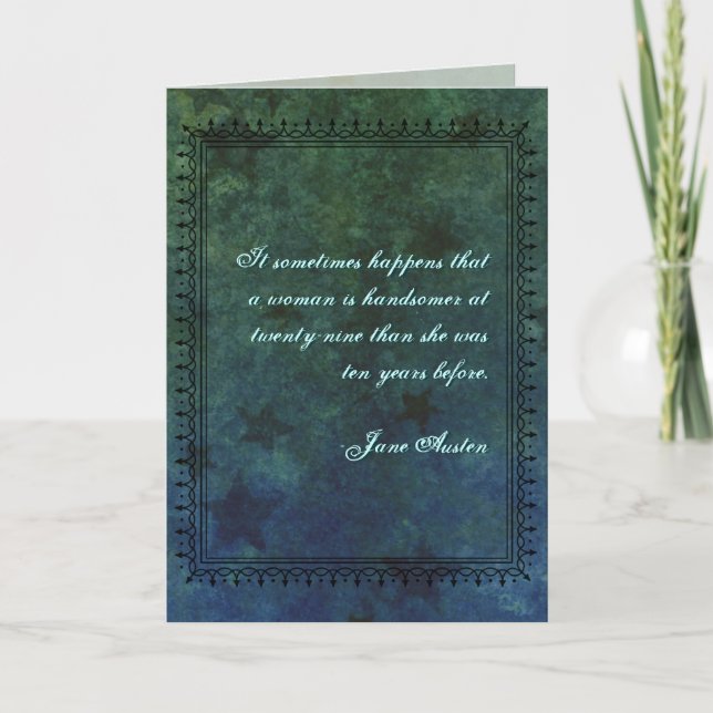 Tarjeta de cumpleaños de Jane Austen, PERSONALIZAD (Anverso)
