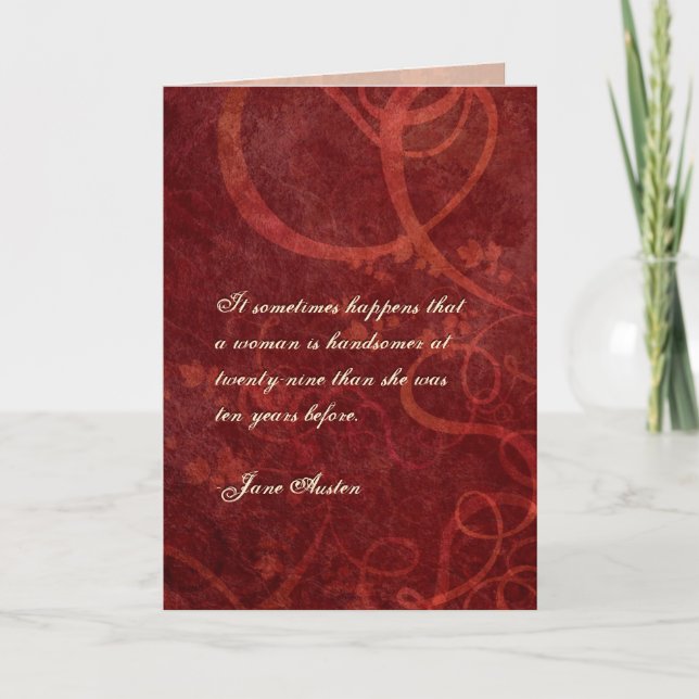 Tarjeta de cumpleaños de Jane Austen, PERSONALIZAD (Anverso)
