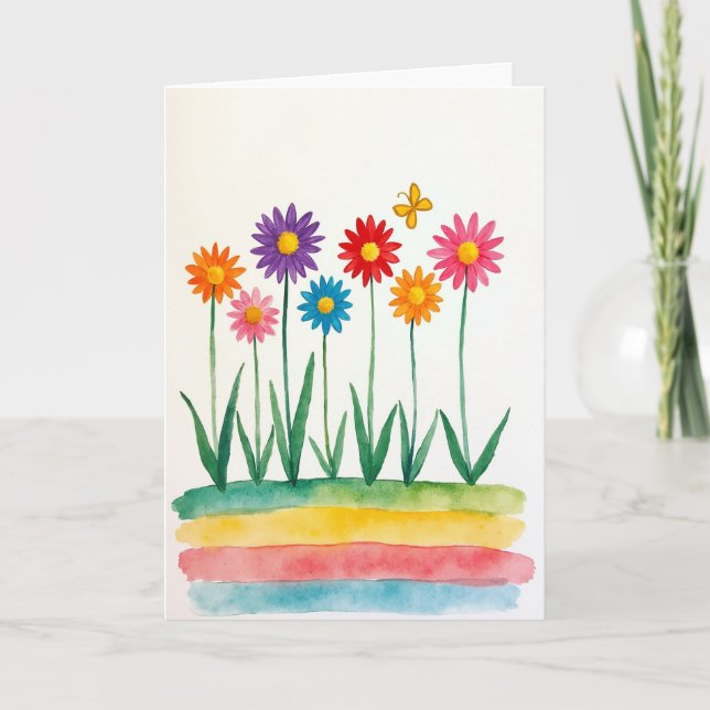 Tarjeta de cumpleaños de jardín colorido (Anverso)