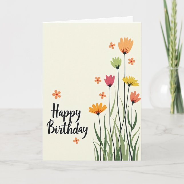 Tarjeta de cumpleaños de jardín florecido (Anverso)