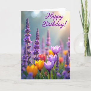 Tarjeta de cumpleaños de jardín iluminado por el s