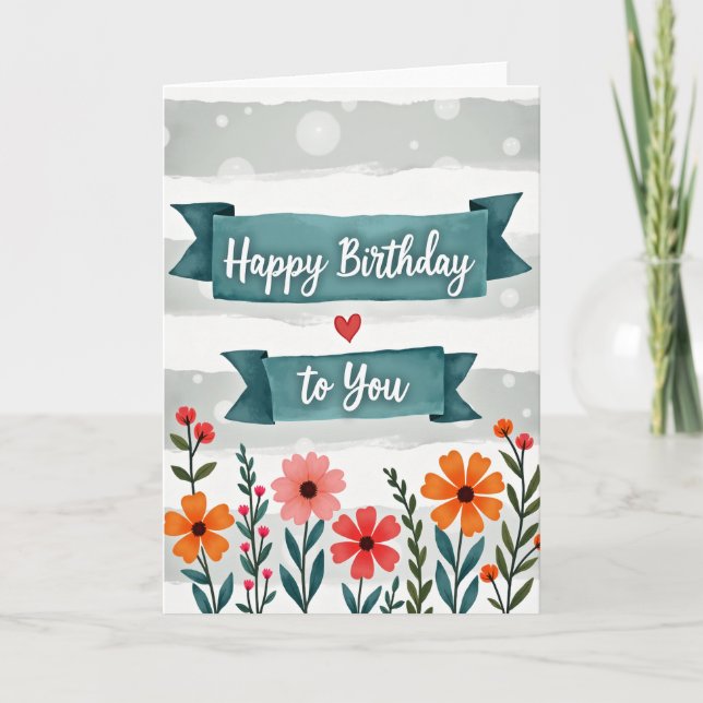 Tarjeta de cumpleaños de jardín pintoresco (Anverso)