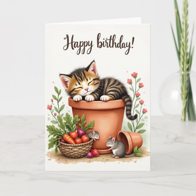 Tarjeta de cumpleaños de jardín rústico (Anverso)
